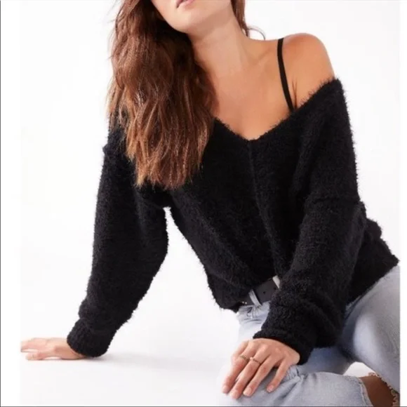 Free People Princess V-Neck Fuzzy Sweater - Picture 2 of 9